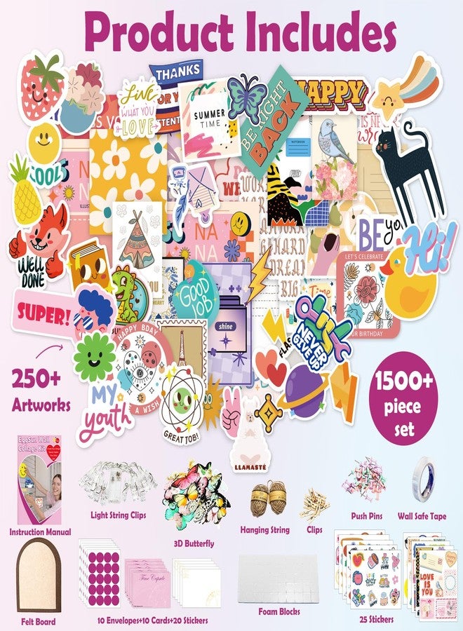 EggSun Light-Up Wall Collage Kit for Teen & Tween Girls 1000+ DIY Craft Pieces for Creative Illuminated Bedroom Art, Birthday and Room Decor Gift, Ages 11, 12,13, 14, 15, 16 - Image 2